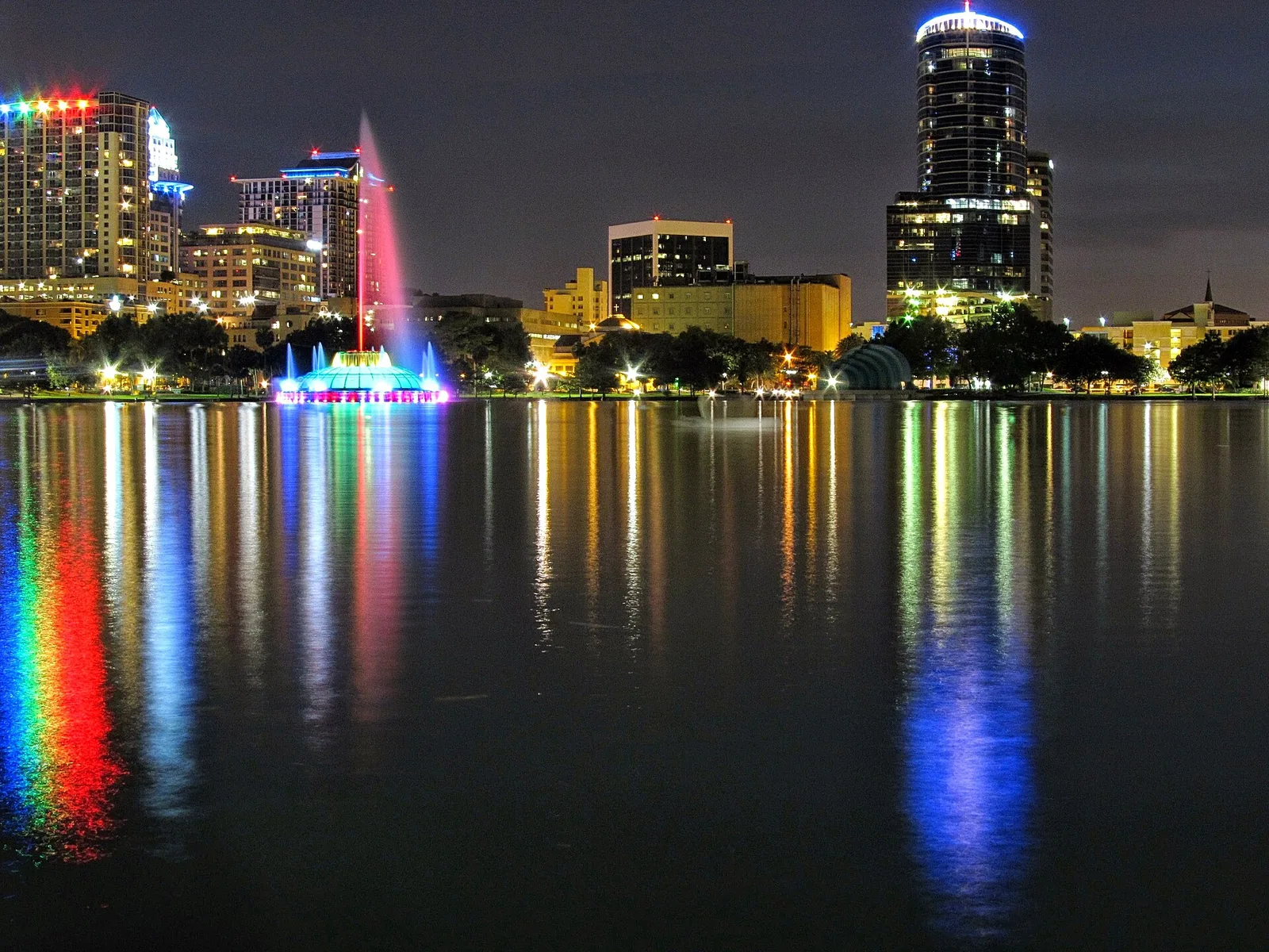 Lake Eola Park in downtown Orlando, a short drive from the Amelia and 25th Street houses